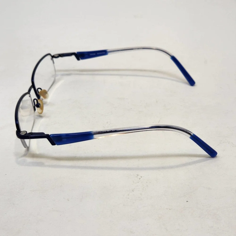 Takumi T9666 Womens Semi Frame Eyeglasses Glasses Blue Clear Rectangle